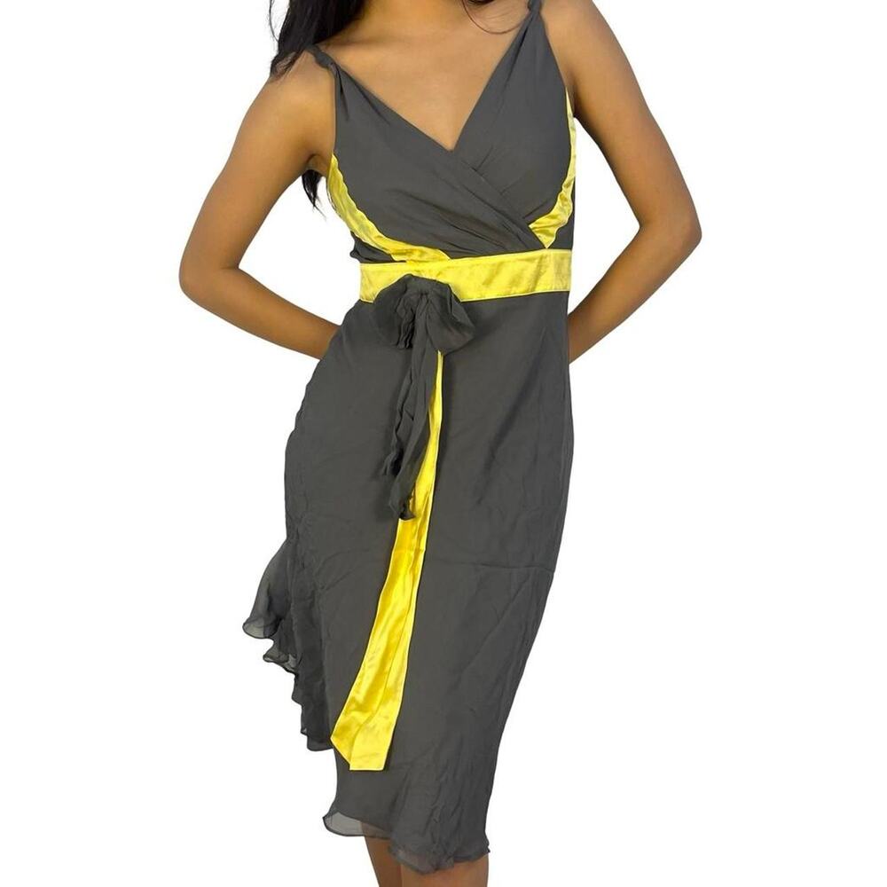 Issey Miyake V-Neck Dress Yellow Accents